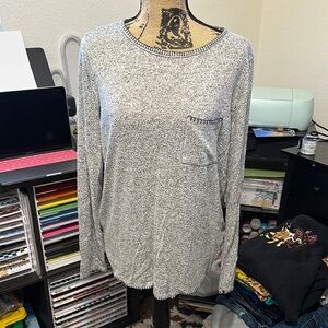 Gray Long Sleeve Knit Top
